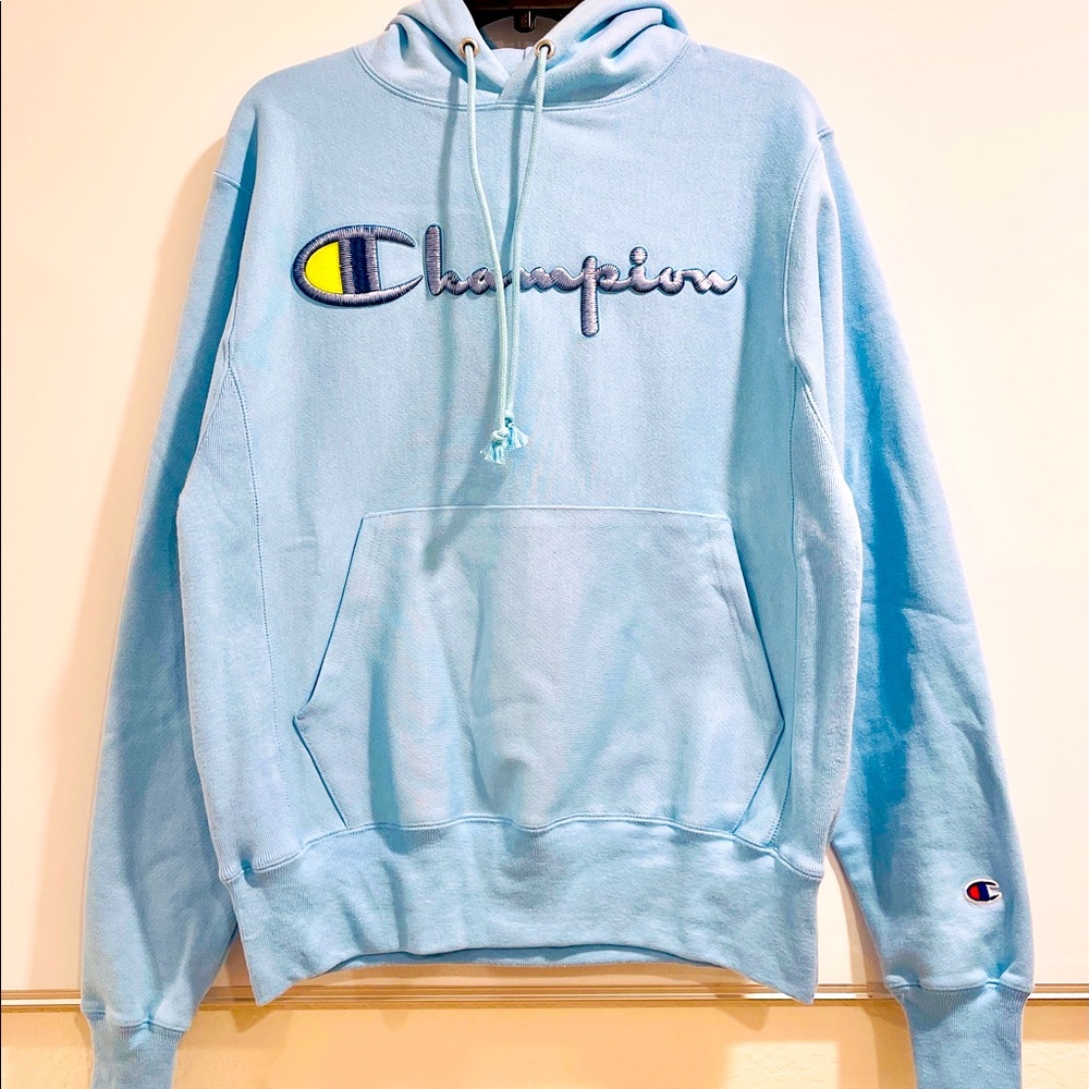 Champion hoodies unisex, light blue, size S for men